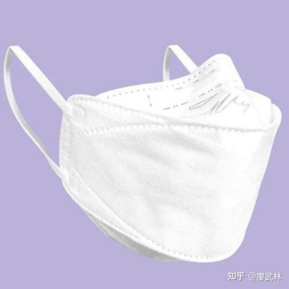 鱼嘴口罩折起来象柳叶,又称柳叶型口罩,气腔大小适中,外型好看,可折叠收纳,常见于KF94